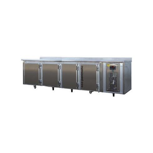 Tour réfrigéré réduite 4 portes +2/10°C avec dessus et dosseret inox - 2935x730x900mm
